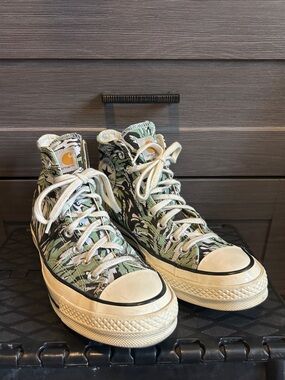 Carhartt x Converse High-Top Canvas Sneakers in Green Camo
